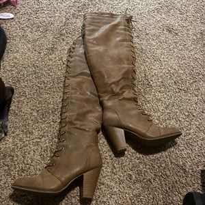 Lace up knee-high boots